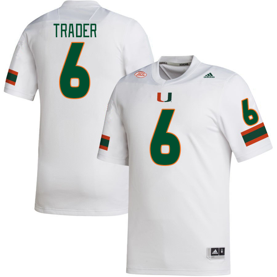 Men #6 Joshisa Trader Miami Hurricanes College Football Jerseys Stitched-White